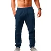 Pantalon homme pantalon homme coton lin pantalon homme été respirant couleur unie pantalon lin Fitness Streetwear M3XL 230425