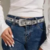 Bälten strass mager western bling grommet läder bälte för jeans klänningar rosa barn kvinnor y2k flickor mode jude