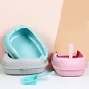 Boîtes Chats Chaton Litière Bac De Toilette Pour Animaux De Compagnie Bassin Semi-Fermé Bac À Sable Chat Nettoyage Bassin De Bain Anti Splash En Plastique Chat Litiere Avec Cuillère