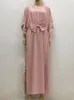 Klänning casual bohemian Loose Tassel ruffer lång klänning Kort ärmstrandklänning Autumn 2022 Muslim Moroccan Kaftan Maxi Dress A2098