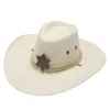 Береты в стиле вестерн, шляпа шерифа Дикого Запада с пятизвездочным праздничным костюмом для мужчин, леди, джаз, ковбой, широкий ковбойский уникальный декор для значков