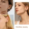 Stud Oorbellen ChicSilver Princess Cut Geboortesteen 925 Sterling Zilver Tiny Sierlijke Sprankelende Verjaardag Edelsteen Sieraden Voor Vrouwen