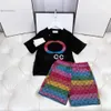 2024 Conjuntos de ropa de diseñador de lujo Camiseta para niños Shortst Moda Marca de moda británica Verano Tesoros para niños y niñas Algodón Tops de dos piezas Marca