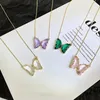 Pendant Necklaces Korean Super Fairy Girl Clear Glass Butterfly Necklace Colorful Crystal Minimalist Dainty Jewelry Birthday Gift For Friend