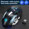 Souris Souris Bluetooth Dapat Diisi Ulang Tidak Bersuara Gamer Nirkabel Gaming Komputer Mekanik E sport Rétroéclairage 2 4G USB pour ordinateur portable 230425