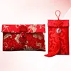 Emballage cadeau enveloppes rouges mariage broderie chinoise année argent Hongbao Feng soie fête poches enveloppe Bao Hong Shui