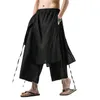 Pantaloni pantaloni casual di lino maschile che fa jogging pantaloni elastici in vita irregolare in stile street style harajuku pantaloni a gamba larga.