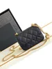 10A Mirror Quality Mini Cosmetic Flap Bag Black Quilted Heart Ball Purse Designer Womens Real Leather Handväska Midjeväska Crossbody Shoulder Chain Box Bag