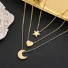 Pendant Necklaces 316L Stainless Steel 3 Layer Geometry Star Moon Love Heart-Shaped For Women Fashion Jewelry Party Gift SAN1173