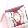 Armbandsur Trend Women Watches Oval Watch Ladies Armband Quartz armbandsur Set Mesh Strap Luxury Clock Gift 2023 Relogio Feminino a