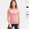 Active Shirts Yoga Shorts Ladies Fitness Short-Sleeved Running Training Clothes Gym Workout Top Solid Color High Elastic