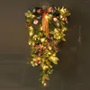 Decorative Flowers Xmas Tree Wreath String Lamps Christmas Teardrop Swag For Indoor Outdoor