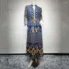Abbigliamento etnico Ricamo floreale Abaya per donne musulmane con cintura maniche lunghe Medio Oriente Arabo islamico Dubai Turchia Abito floreale Hijab