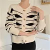 Women's Knits Alien Kitty 2023 Women Vintage Coats Fashion Loose Knitted Stripes Cardigans Sweet Slim All Match Office Lady Casual Sweaters