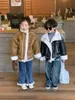 Jackor Koreansk version av män och kvinnors yttrekläder 2023 Autumn Winter Thicked Fur Coat Children S Leather Jacket Fashion 231124