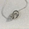 Collana LOVE da donna Doppio anello firmato Placcato in oro 18K T0P riproduzioni ufficiali di qualità stile classico regalo per la fidanzata con scatola 005