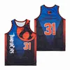 Gered door de Bell 25 Morris Jersey Movie Basketball TV Film University High School Sports Retro Ademende pullover Hiphop College Team Blue Embroidery Shirt