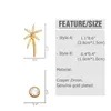 Stud Earrings FLOLA Copper Zircon Palm Tree For Women CZ Rhinestone Round Ear Studs Gold Plated Jewelry Gifts Ersa230