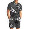 Men's Tracksuits Polynesian Tribal Pohnpei Totem Tattoo Prints 2Piece Casual Lapel Red Black Short Sleeve Quick-Dry Shorts Tracksuit