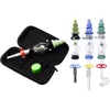 Headshop214 CSYC NC039 Glass Bong Smoking Pipes Bag Set 10mm 14mm Quartz Ceramic Nail Clip Dabber Tool Silicon Jar Tower Style OD 38mm Colorful Dab Rig Bubbler Bongs