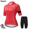 Rowerowe koszulki Sets Summer Raphaful Set Sport Rower Ubrania Kobiety oddychane koszulę z krótkim rękawem szorty BIB 19d Pad 230425