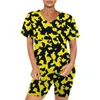 Fatos de treino feminino 2023 verão moda casual camuflagem manga curta com decote em v topo e shorts conjunto