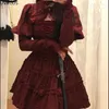 Work Dresses Black Lolita Style Three -piece Set Women Gothic Retro Rose Knight Mini Skirt Suit 2023 Y2k Short Coat Kawaii Bandage Camis