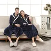 Autumn and winter plus fat plus size thick couple robe Beibei fleece men's and women's home wear explosion