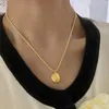 Chaines TRENDY ACIER INOXDUBLE EN ACIER IMPLIFIQUE JIANER PVD 14K Collier pendentif à charme à haricot plat Gold Plat Plat For