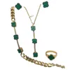 Gold Plated Designer Bracelet Earrings Ring 4pcs/set Sets Four-leaf Clover Flower Fashional Pendant Necklace Wedding Party