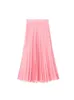 Rokken dames lente zomer elegant chic stevige kleur geplooide midi rok hoge taille luxe mode vrouwelijke roze rokken faldas mujer 230425