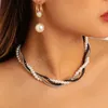 Vintage Metal Multi Layer Wrapped ClaVicle Necklace For Women's Simple Mix Color Sweet Imitation Pearl Girl Fashion Jewelry