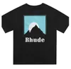 T-shirts herr rhude t shirt leopard brev tryck doodle high street topp tees män kvinnor avslappnad lös t-shirt streetwear 5bar