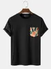 T-shirts pour hommes ChArmKpr Élégant Hommes Feuille Tropicale Poitrine Poche Impression Camiseta Casual Streetwear Homme T-shirts À Manches Courtes S-2XL 230426