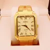 Wristwatches 2023 Design Men Copper Watch 24K Gold Waterproof Square Big Dial Luxury High Quality Causal Iced Out Hip Hop Steel