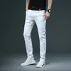 6 ألوان رجال تمتد جينز الضيق أزياء عرضية سراويل الدنيم النحيفة