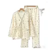 Kobietowa odzież snu Autumn / Winter V-Neck Orchid Kimono Pikamas Kobiety w ciąży luźne wygodne ubrania pielęgniarskie długie rękawy Pijama