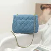 Denim golden ball diamond reticolo catena nuova serratura versatile piccola piazza moda estate borsa per pendolari borse all'ingrosso 30 dollari