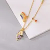 Swarovskiso halsband designer kvinnor toppkvalitet matchande dröm regnbåge enhörning halsband kvinnlig element kristall krage kedja
