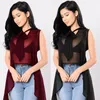 Women's Blouses Shirt Sexy Transparent Fluoroscopy Sleeveless Loose Blouse Casual Summer Tops Bikini Swim Cover Up Clothes 230425