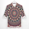 Mäns casual skjortor retro mandala man boheme tryck skjorta lång ärm coola stilfulla blusar höst grafisk kläder stor storlek