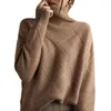 Femmes tricots 2023 pull femmes col roulé couleur Pure tricoté pull ample grande taille