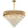 Chandeliers Gold Luxury Teto para iluminação interior Luster moderno LED de cristal LED House House Decoração Luzes pendentes