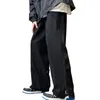 Men's Pants Warm Cargo Thick Fleece Lined Mid-rise Wide Leg Trousers With Zipper Closure Back Button Winter