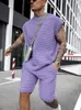 Chándales de los hombres Streetwear Verano Hombres Trajes de moda Tejidos de color sólido Sueltos Conjuntos de dos piezas Hombres Casual O Cuello Jersey y pantalones cortos Trajes 230425