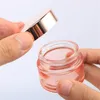 Pink Glass Cosmetic Cream Jar with Rose Gold Lid 5g 10g 15g 20g 30g 50g 60g 100g Makeup Cream Jar Travel Sample Container Bottles with Qhbe