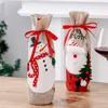 Decorazioni natalizie Coperchi per bottiglie di vino Borsa per le vacanze Babbo Natale Champagne Cover Red Merry Table Home