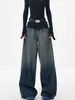 Jeans pour femmes femmes gris cargo pantalon streetwear taille haute américain jambe large mode y2k style femme hiver pantalon droit