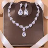 Kralen Kettingen Stonefans Geometrische Strass Bruids Drop Sieraden Set Vrouwen Holle Zirkoon Ketting Oorbel Party Gift 231124