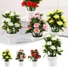 Dekorativa blommor Simulerade roskrukta växtplastmaterial Ljusa och färska idealiska för bröllopsfester Kontor Hem